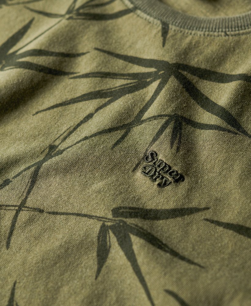 koszulka z nadrukiem w stylu vintage overdye w kolorze oliwkowozielonym z nadwyżek towarów