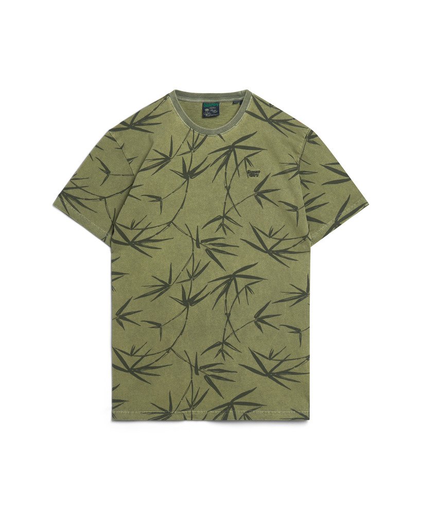 koszulka z nadrukiem w stylu vintage overdye w kolorze oliwkowozielonym z nadwyżek towarów