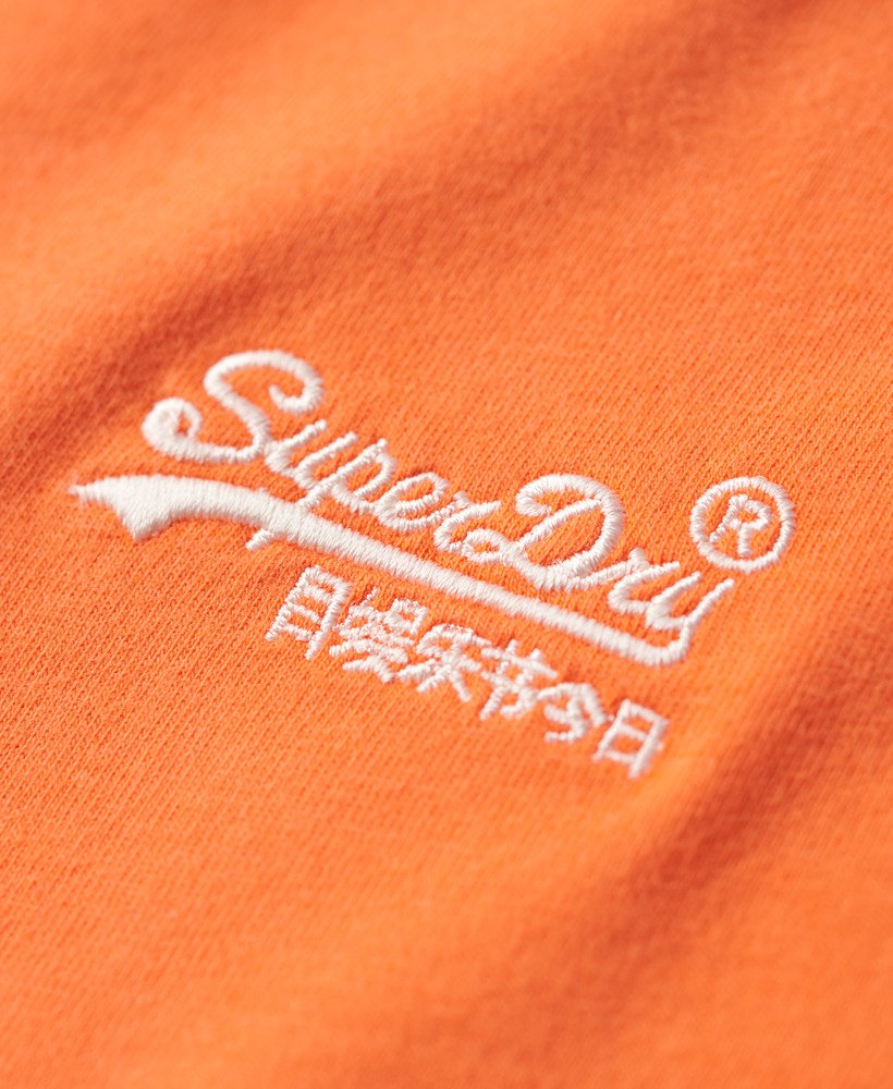 koszulka z organicznej bawełny essential z dekoltem w serek i logo w kolorze sunburst coral