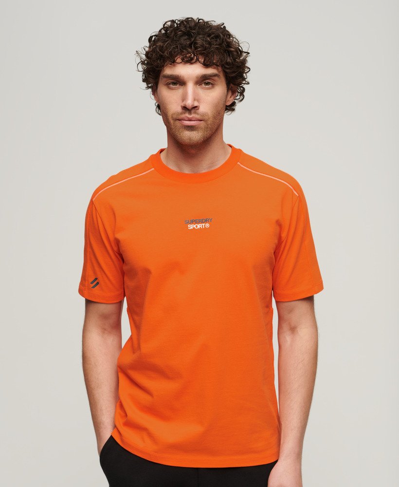 koszulka sport tech logo relaxed t-shirt w kolorze pomarańczowym tiger