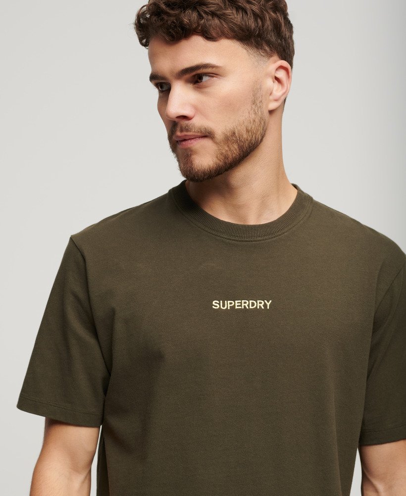 luźna koszulka z nadrukiem micro logo w kolorze khaki