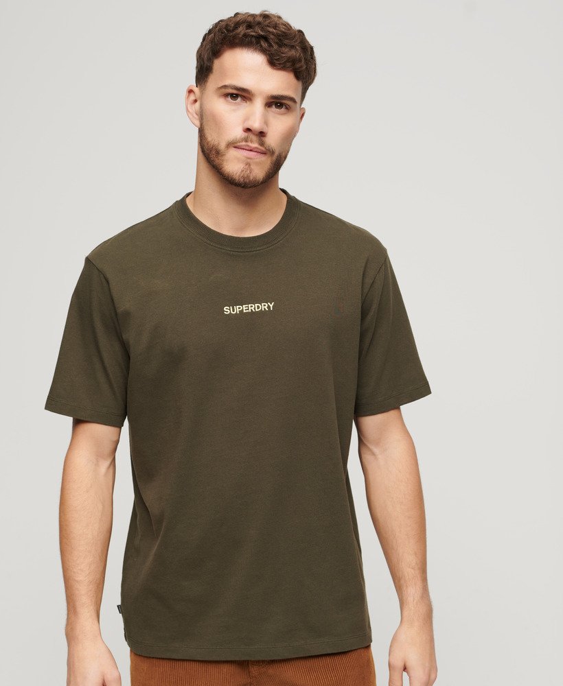 luźna koszulka z nadrukiem micro logo w kolorze khaki