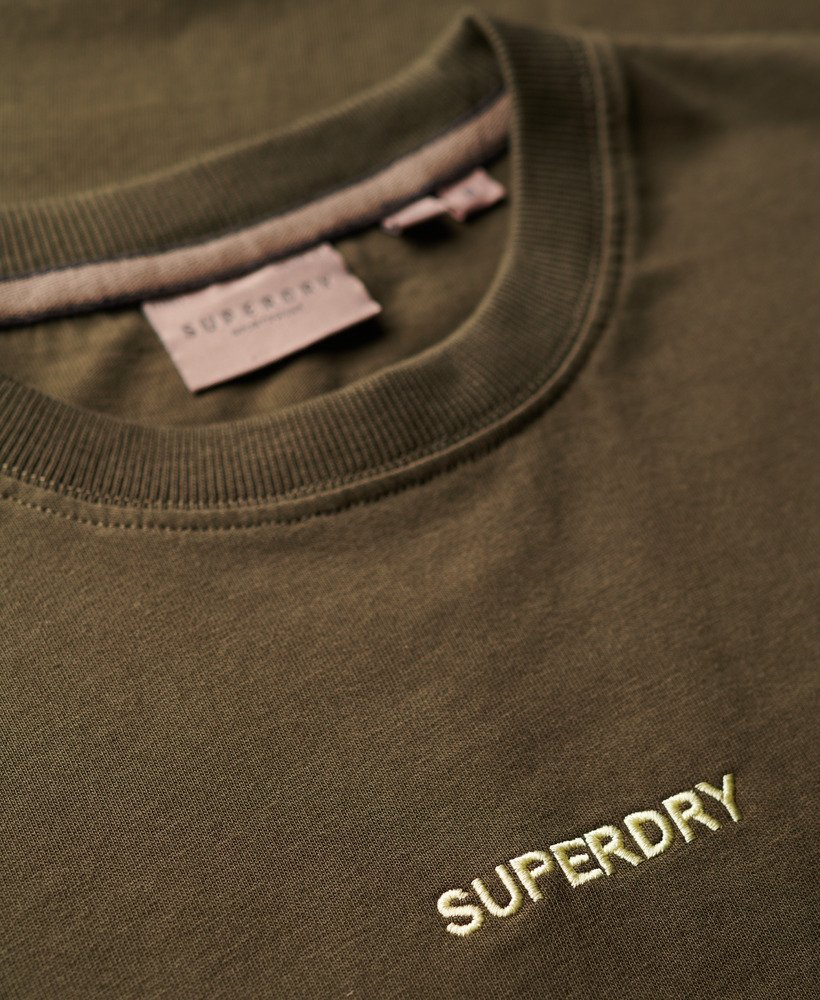 luźna koszulka z nadrukiem micro logo w kolorze khaki