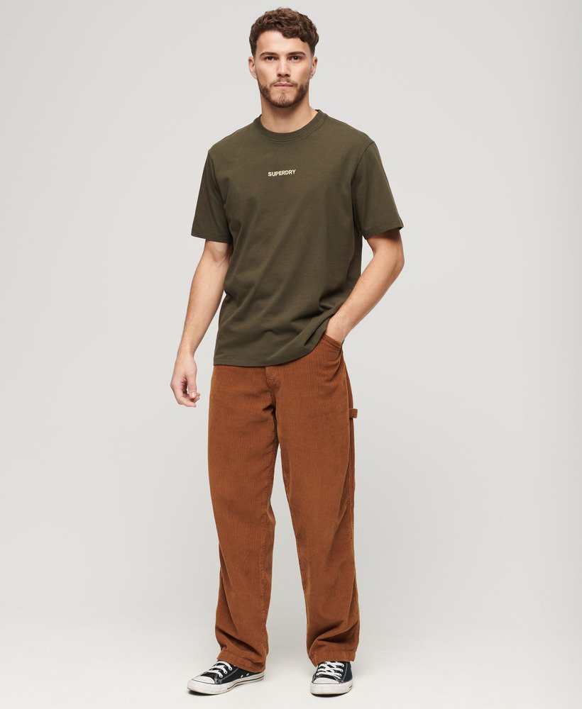 luźna koszulka z nadrukiem micro logo w kolorze khaki