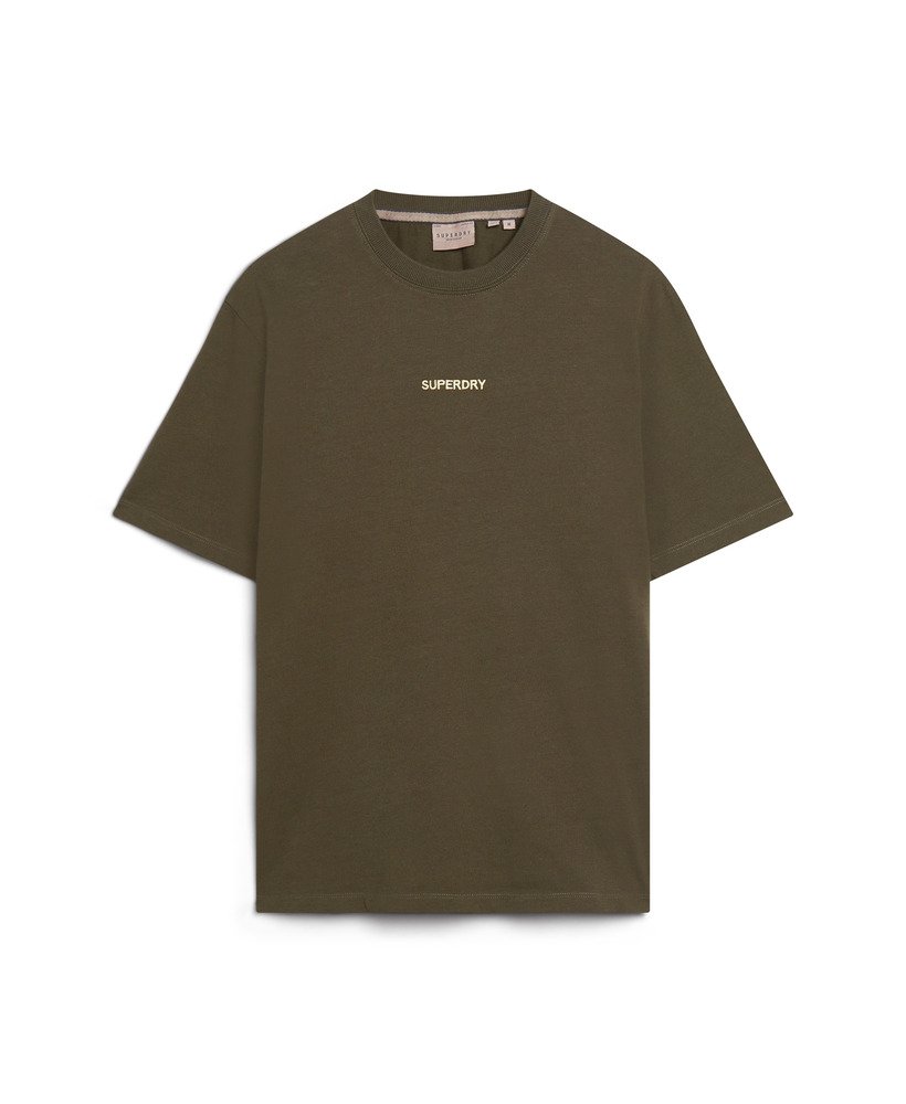 luźna koszulka z nadrukiem micro logo w kolorze khaki
