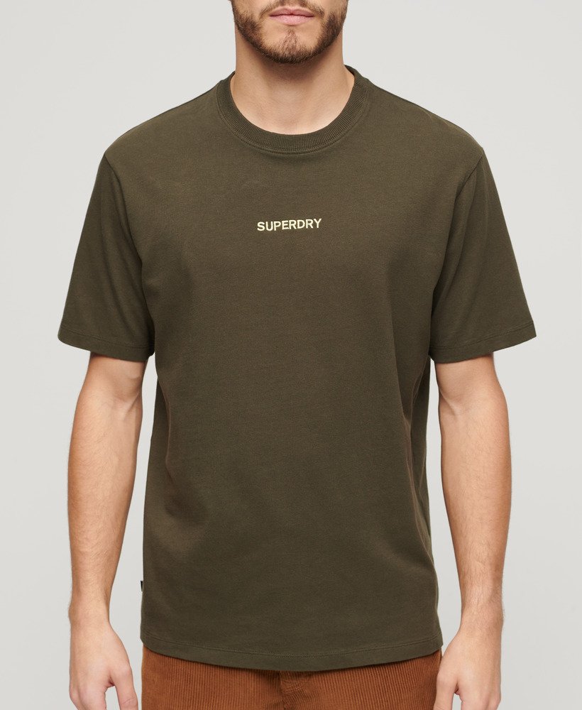 luźna koszulka z nadrukiem micro logo w kolorze khaki