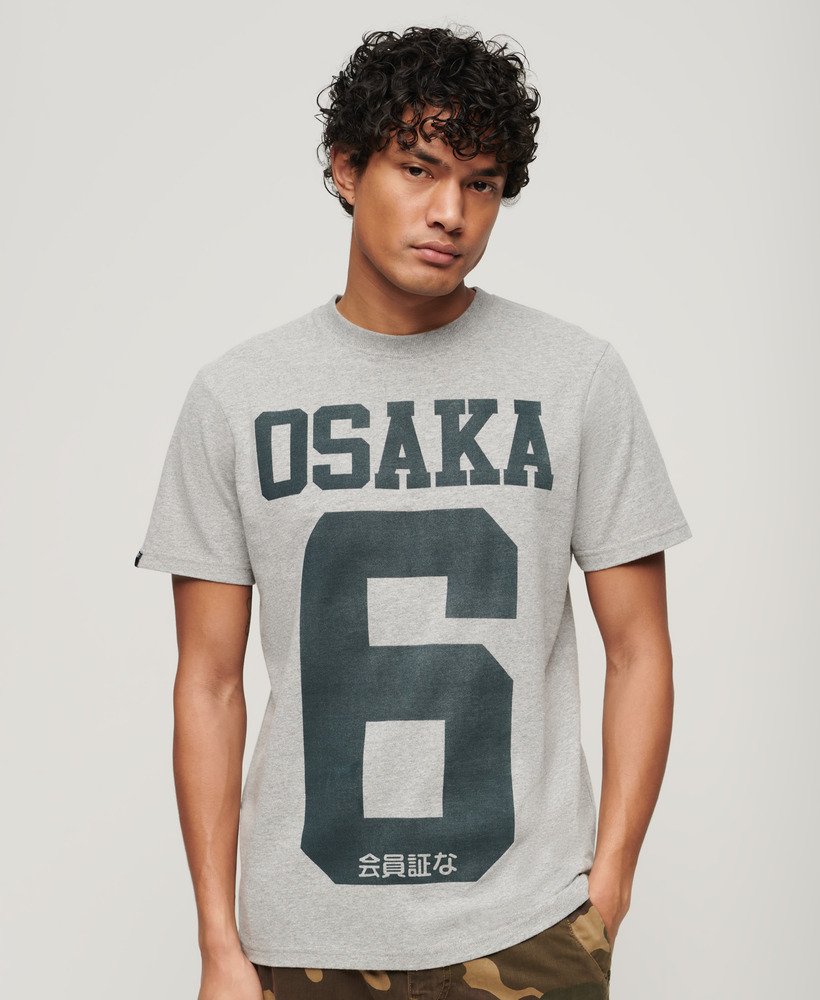 koszulka z grafiką osaka 6 w kolorze popielato-szarym melanżowym