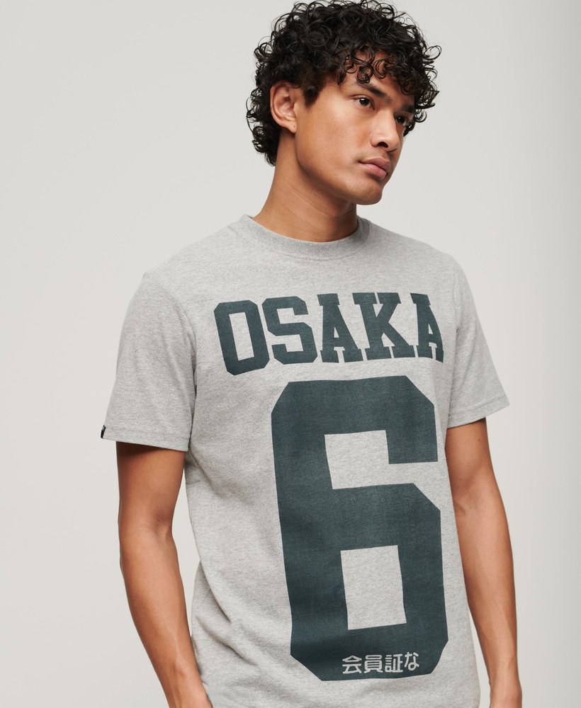 koszulka z grafiką osaka 6 w kolorze popielato-szarym melanżowym
