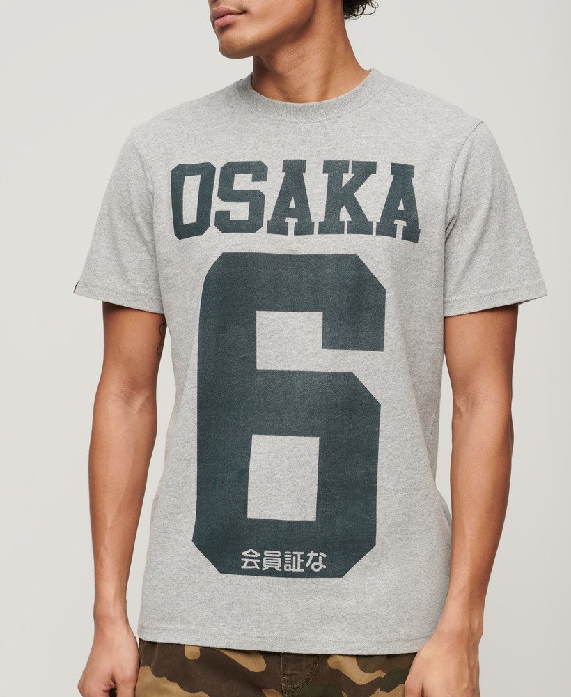 koszulka z grafiką osaka 6 w kolorze popielato-szarym melanżowym