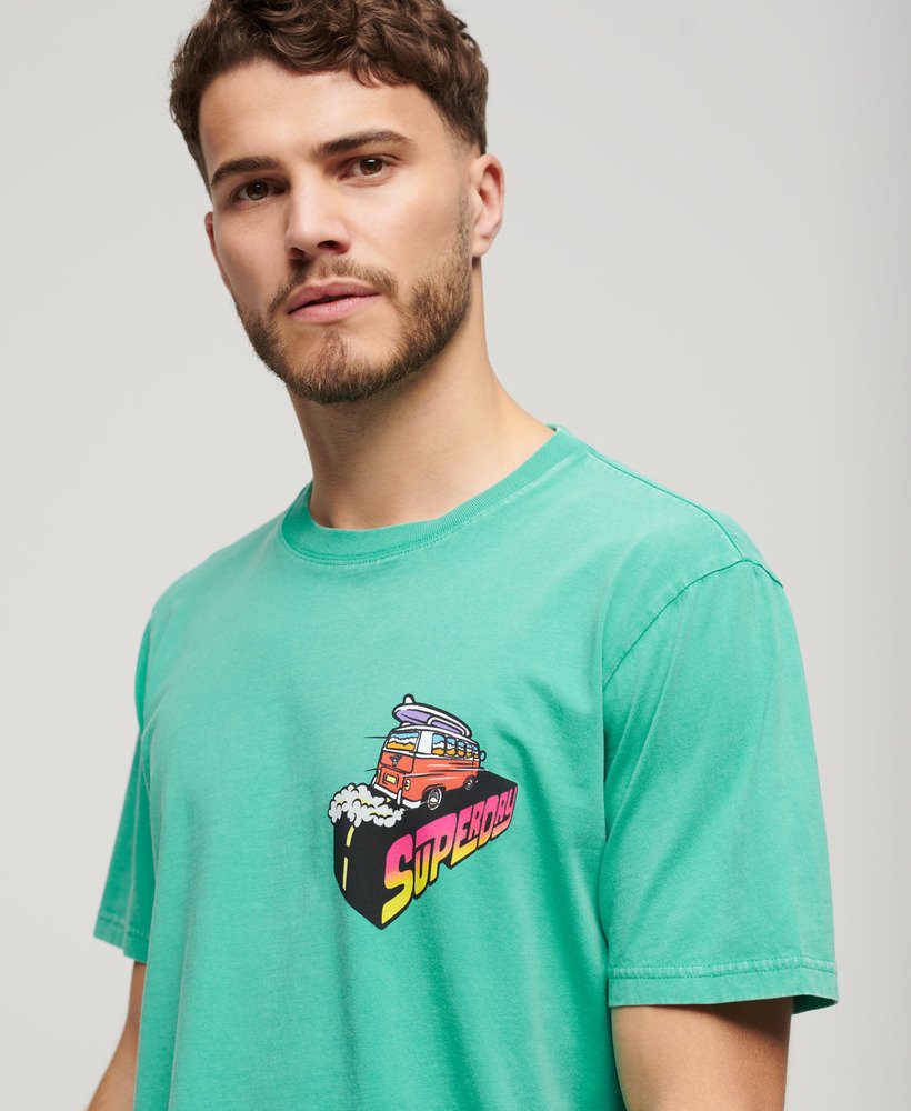 luźna koszulka podróżna neon w kolorze cool green