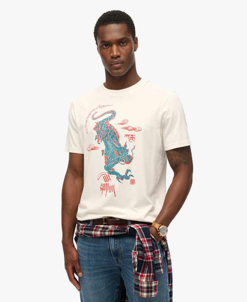 koszulka superdry x komodo kailash dragon w kolorze new chalk white
