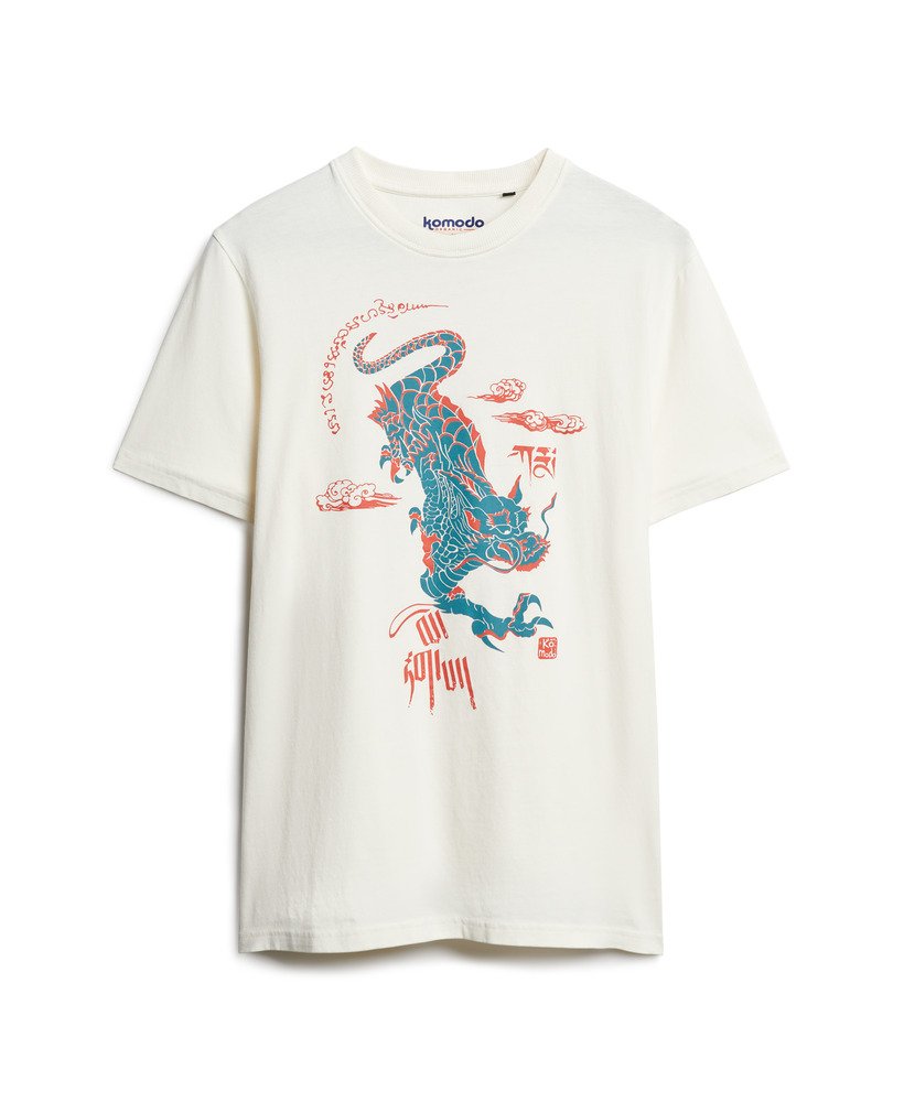 koszulka superdry x komodo kailash dragon w kolorze new chalk white