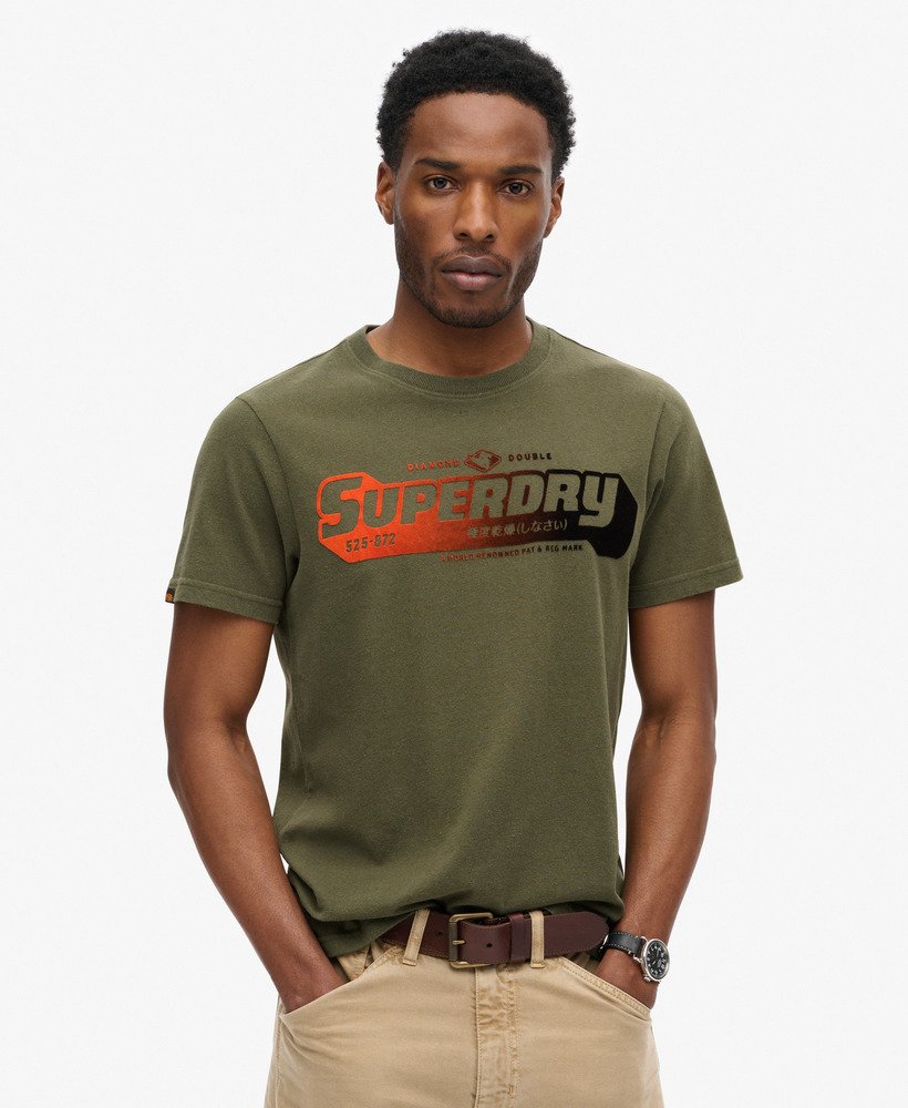 koszulka z nadrukiem flocked fade w kolorze khaki green melanż