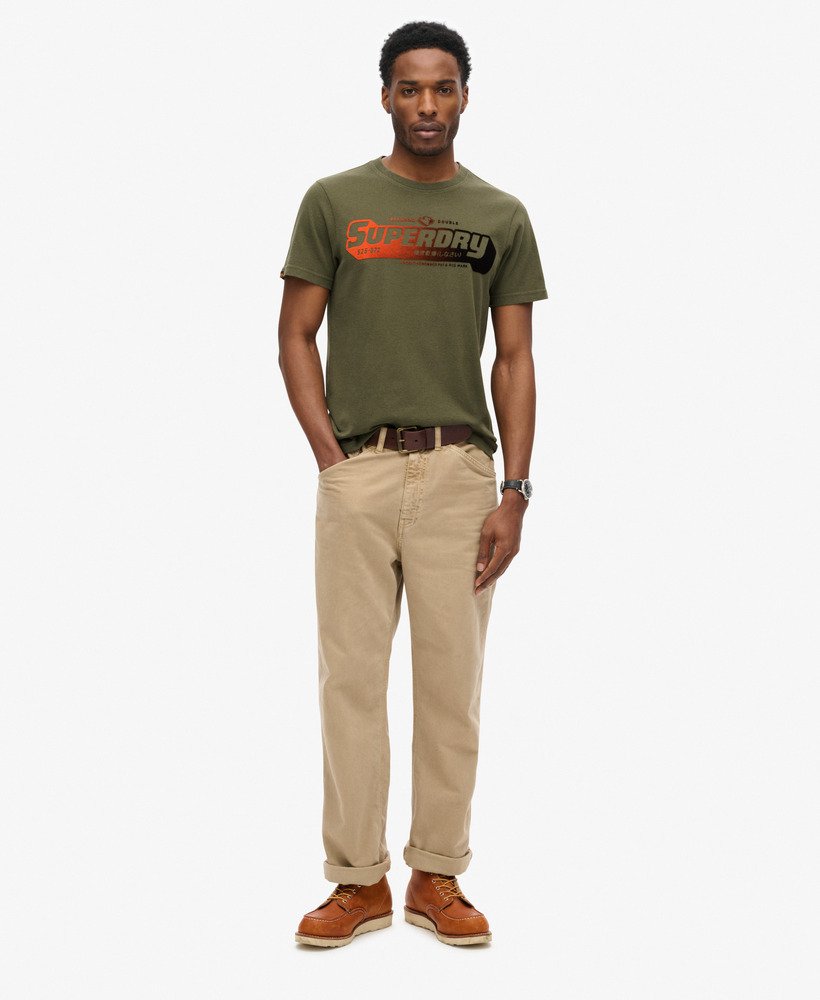 koszulka z nadrukiem flocked fade w kolorze khaki green melanż
