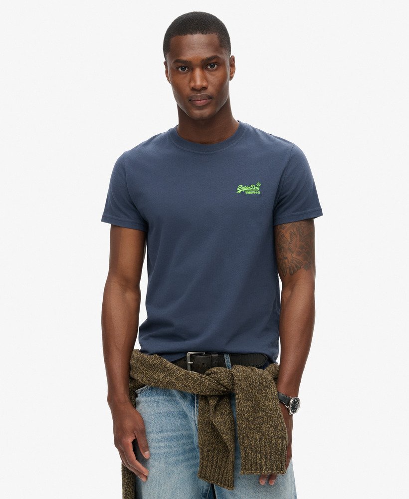 koszulka z organicznej bawełny essential z logo w kolorze lauren navyfluro lime