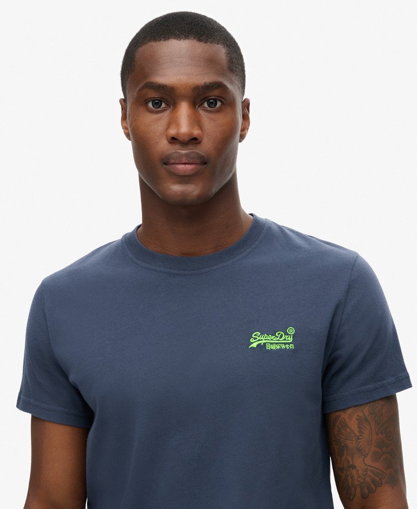 koszulka z organicznej bawełny essential z logo w kolorze lauren navyfluro lime