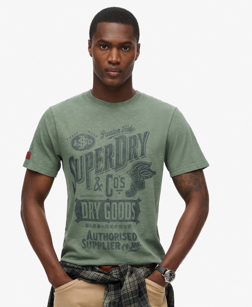 koszulka z grafiką workwear script w kolorze laurel khaki slub