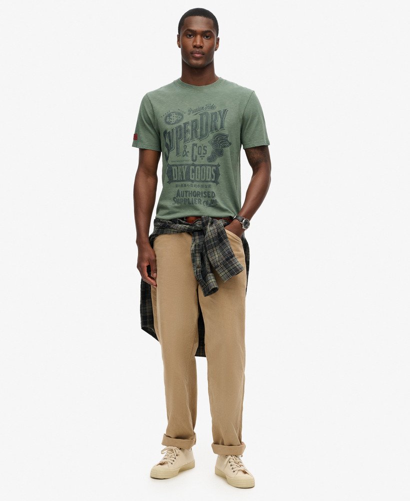 koszulka z grafiką workwear script w kolorze laurel khaki slub