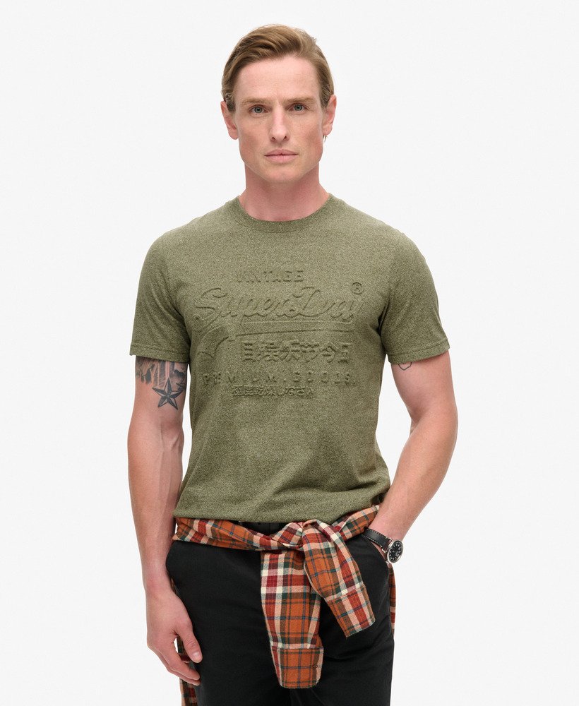 koszulka z wytłoczoną grafiką w kolorze hushed olive grit