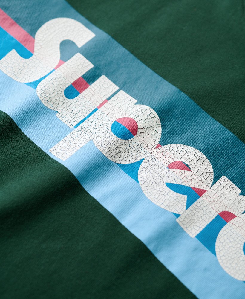 koszulka z logo w paski retro w kolorze emaliowanej zieleni