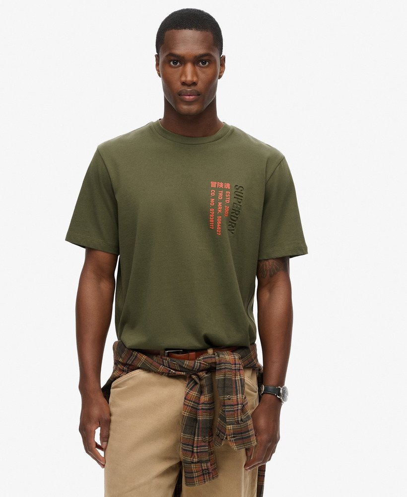 luźna koszulka z logo utility sport w kolorze khaki