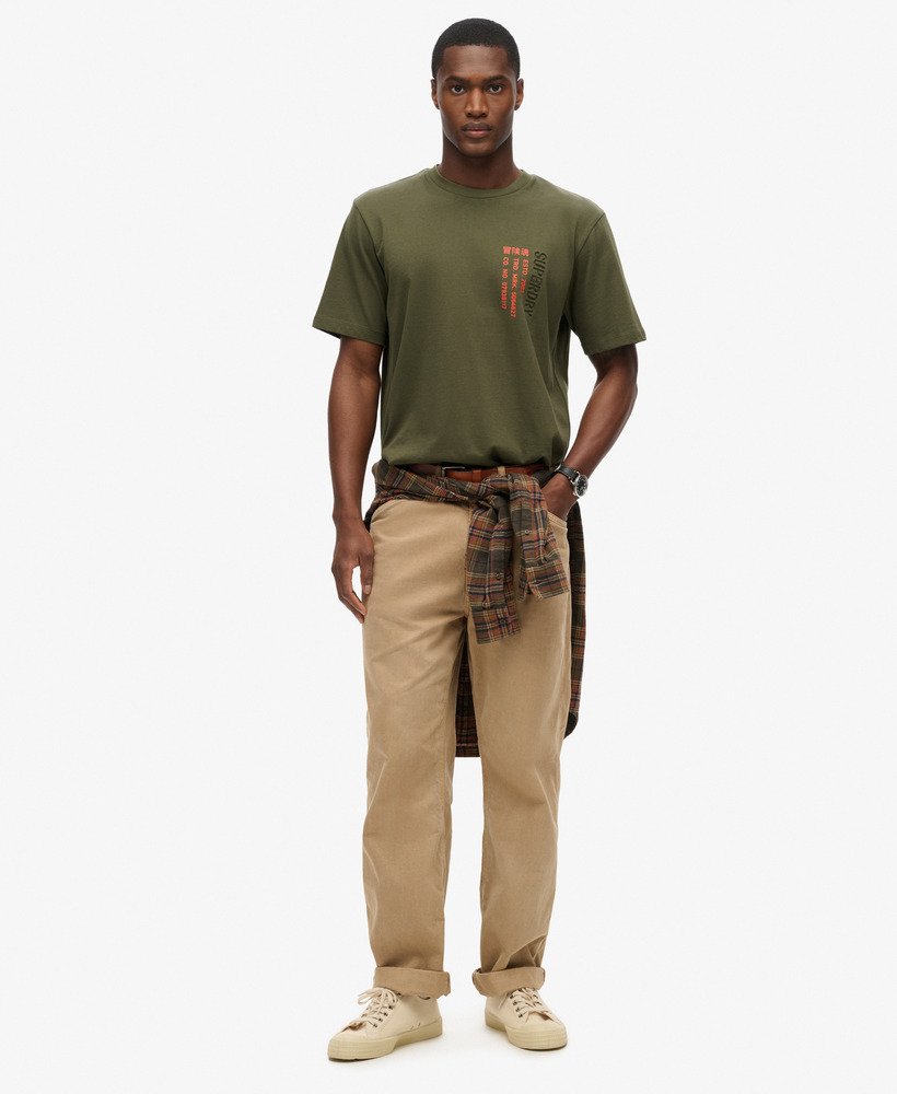 luźna koszulka z logo utility sport w kolorze khaki