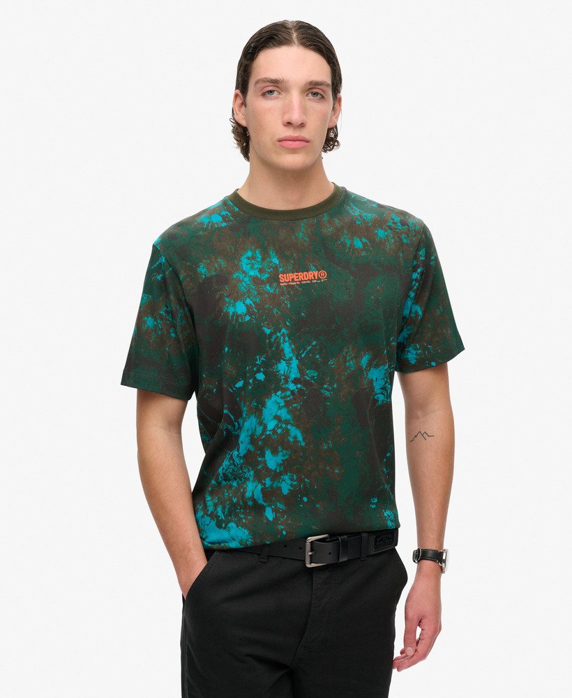 luźna koszulka z nadrukiem utility camo w kolorze marmuru bali