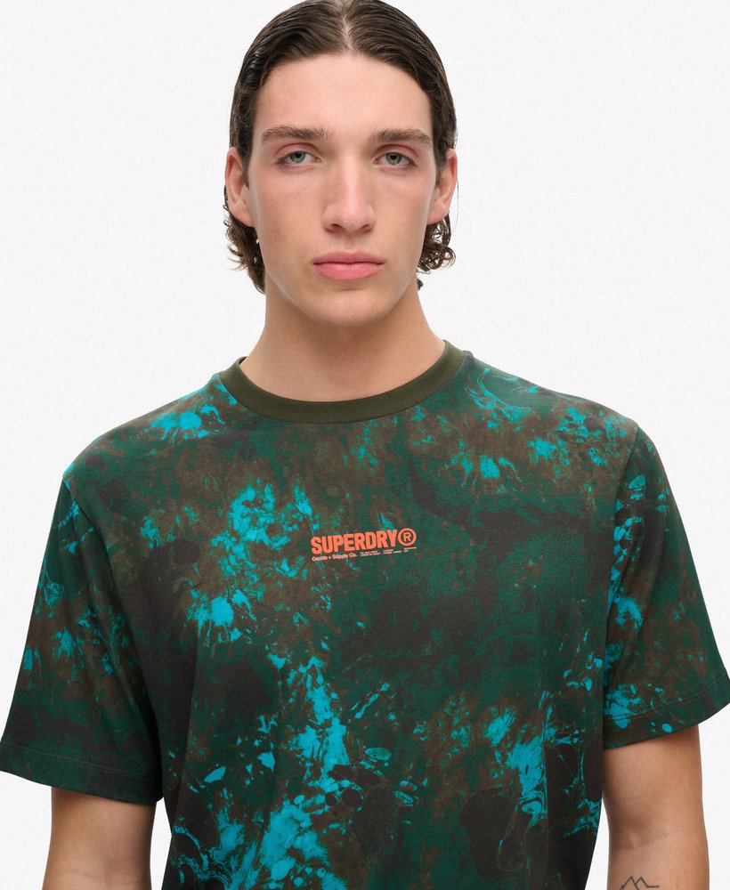luźna koszulka z nadrukiem utility camo w kolorze marmuru bali