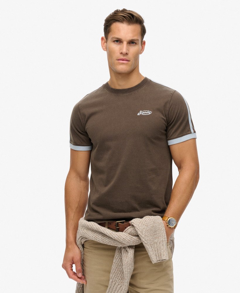 koszulka w paski retro essential logo w kolorze bracken brown