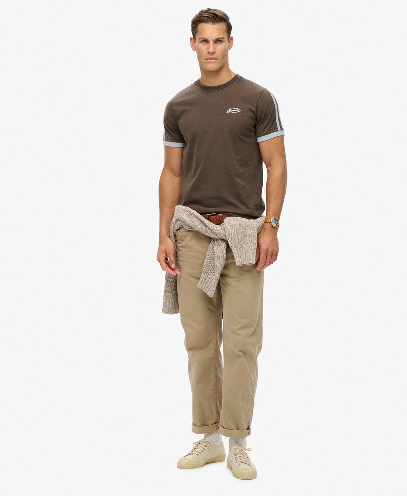 koszulka w paski retro essential logo w kolorze bracken brown
