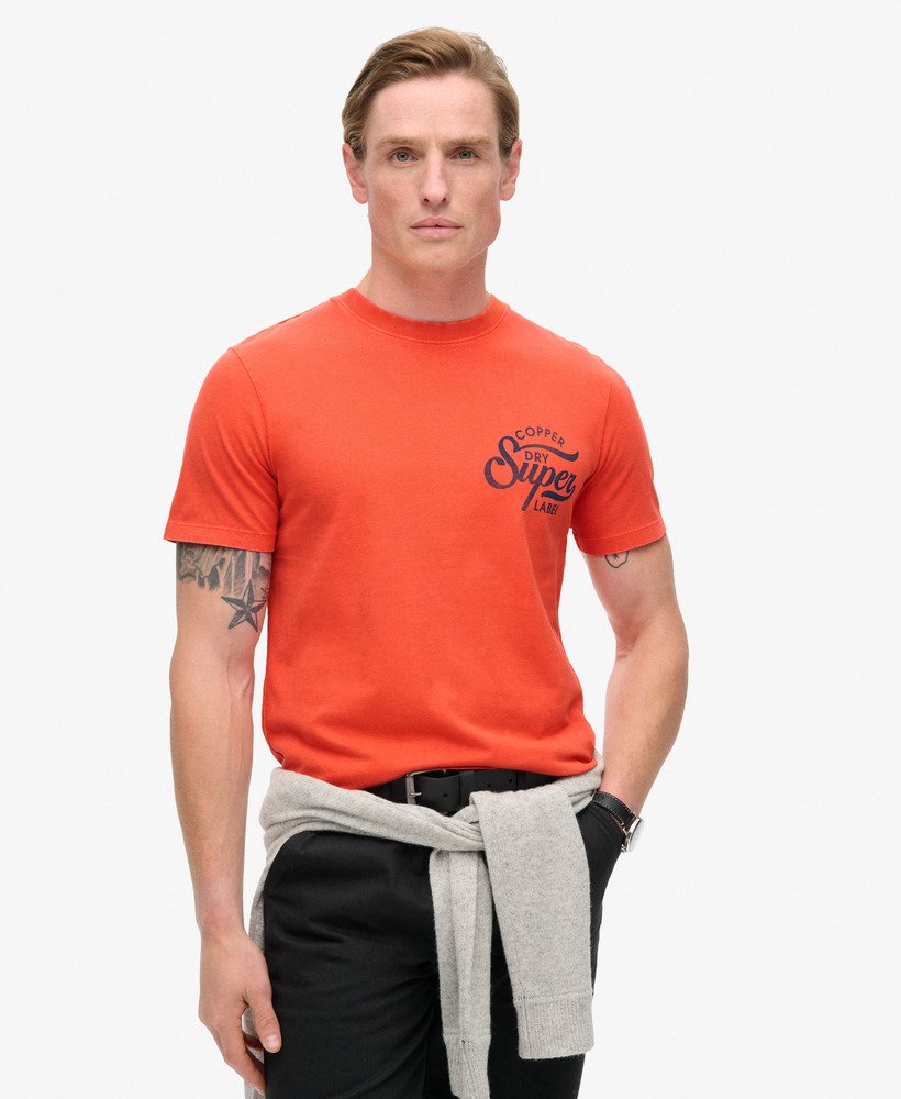 koszulka z nadrukiem na klatce piersiowej copper label w kolorze rdzawo-pomarańczowym denim co