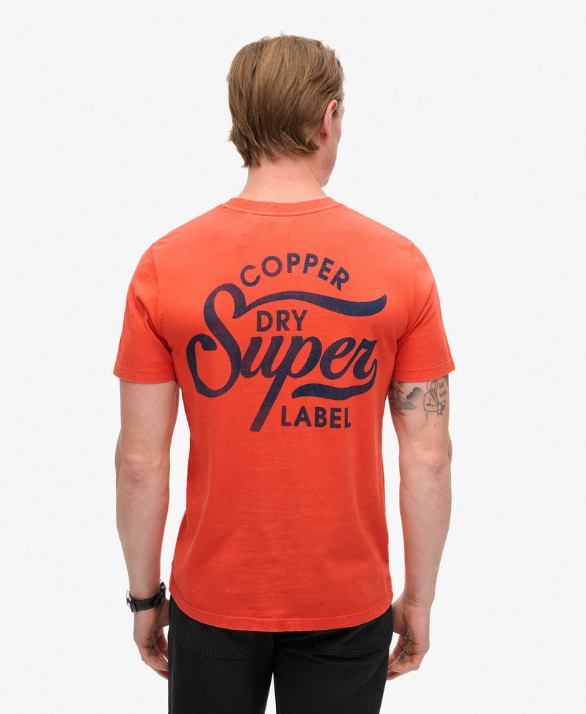 koszulka z nadrukiem na klatce piersiowej copper label w kolorze rdzawo-pomarańczowym denim co
