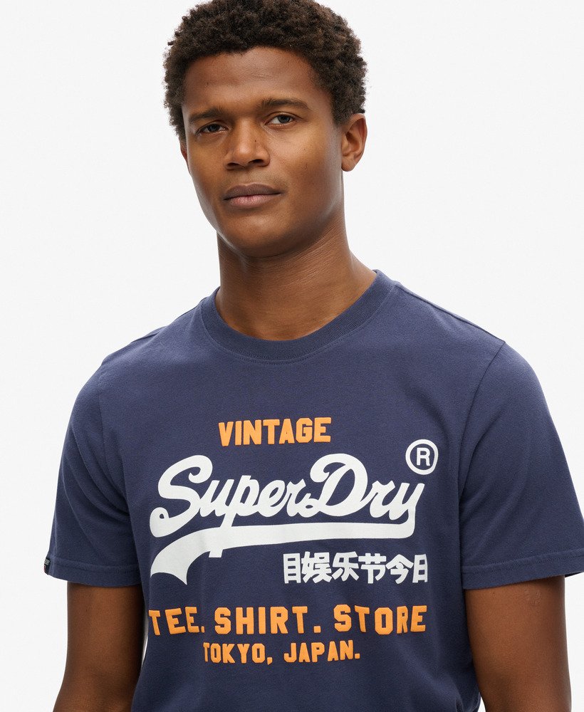 klasyczny t-shirt z logo vintage w kolorze granatowym atlantyckim