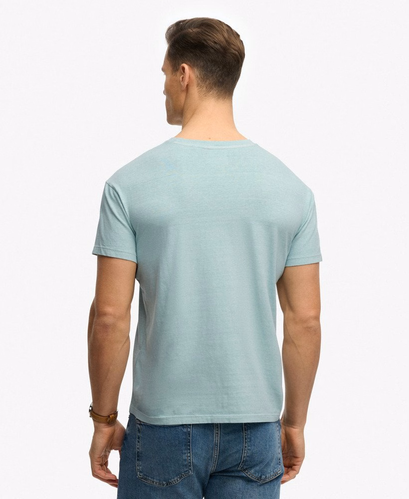 Klasyczny bawełniano-lniany T-shirt z kieszenią