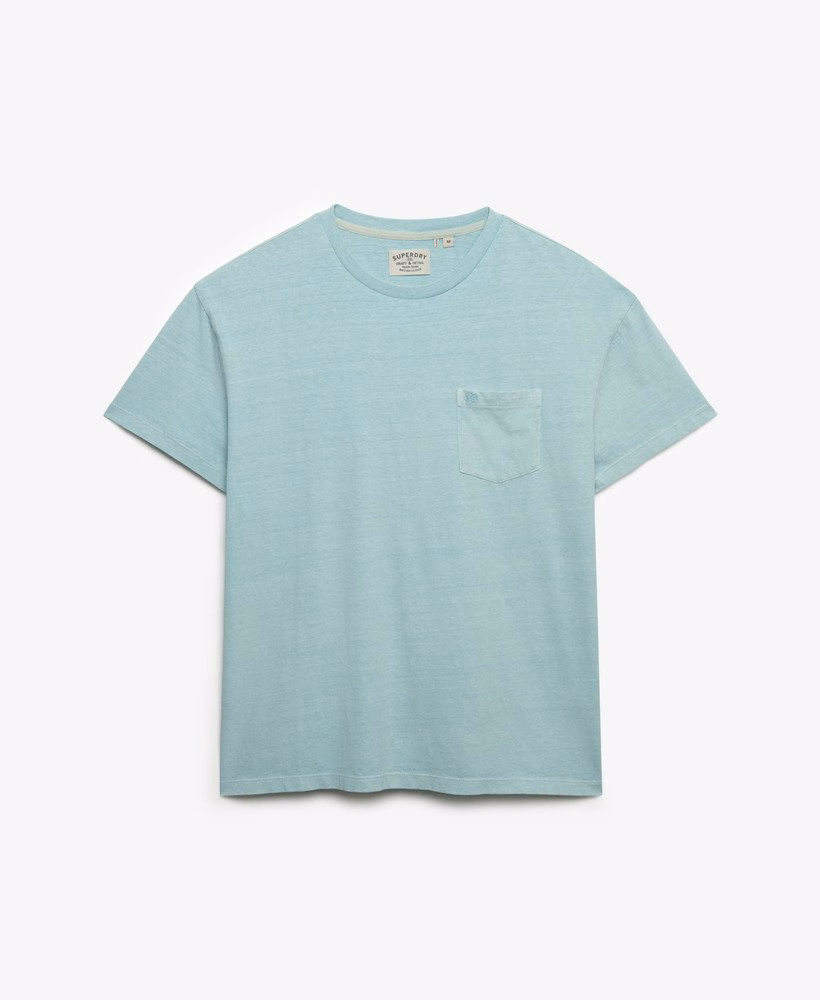 Klasyczny bawełniano-lniany T-shirt z kieszenią