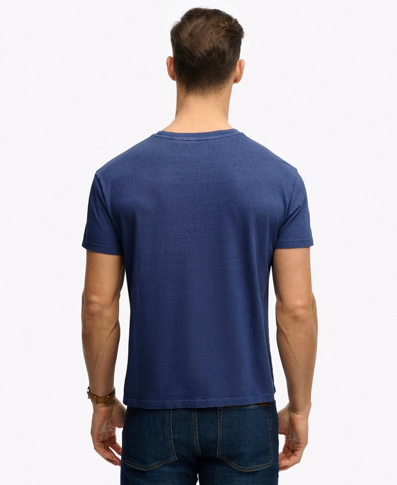 Klasyczny bawełniano-lniany T-shirt z kieszenią