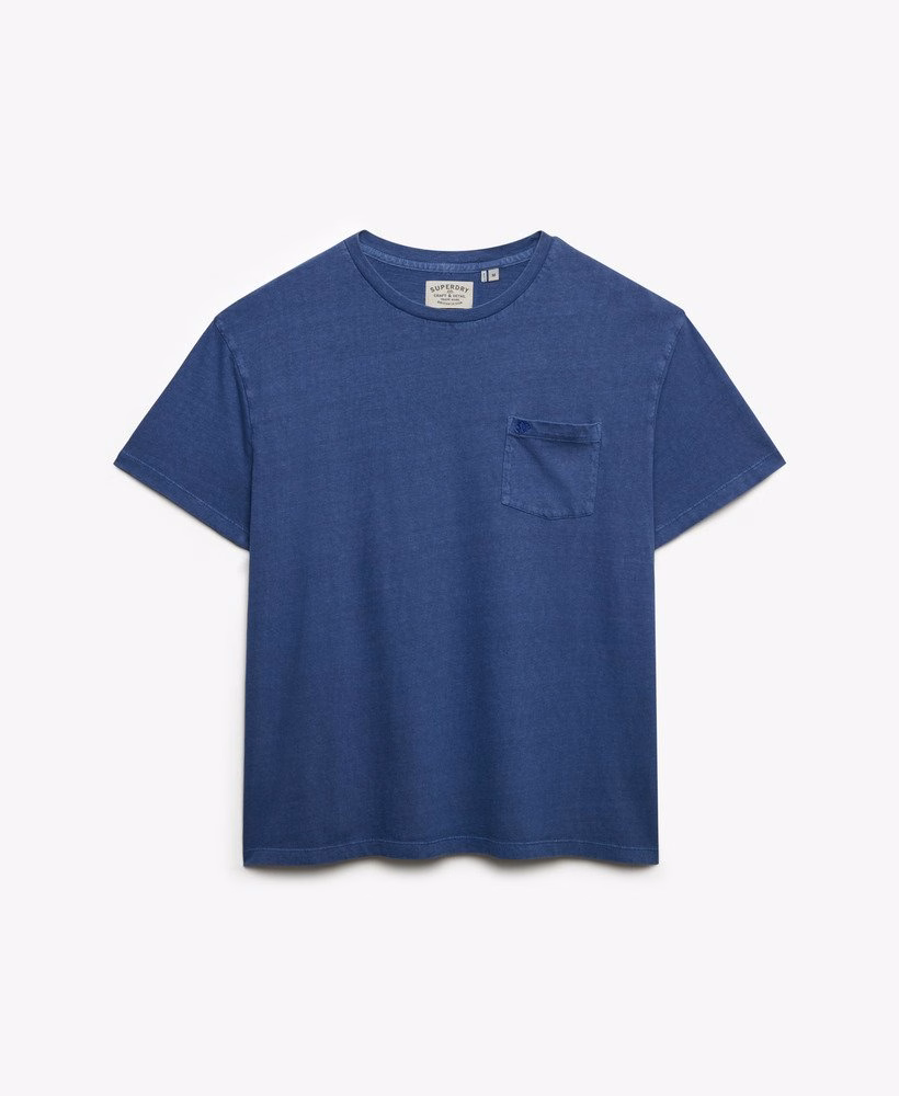 Klasyczny bawełniano-lniany T-shirt z kieszenią