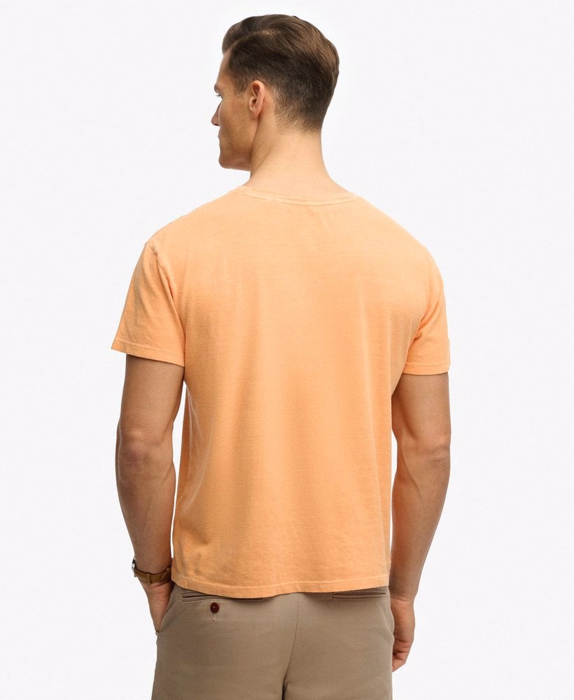 Klasyczny bawełniano-lniany T-shirt z kieszenią