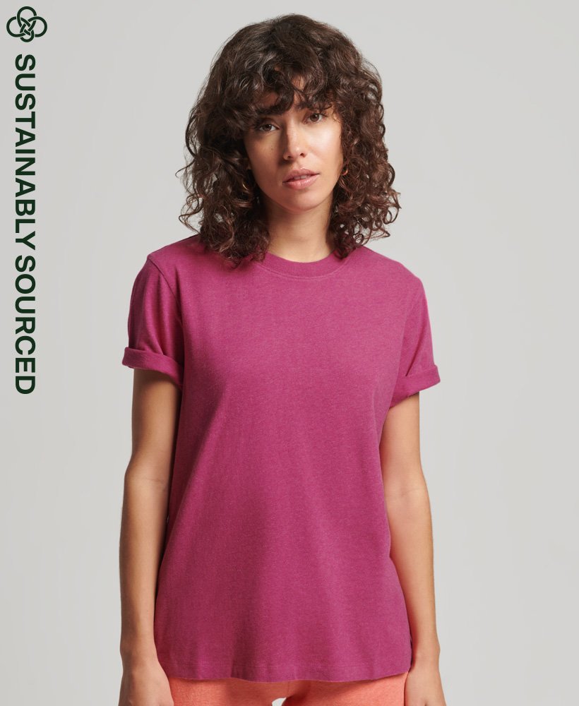 koszulka z organicznej bawełny z logo vintage w kolorze magenta marl