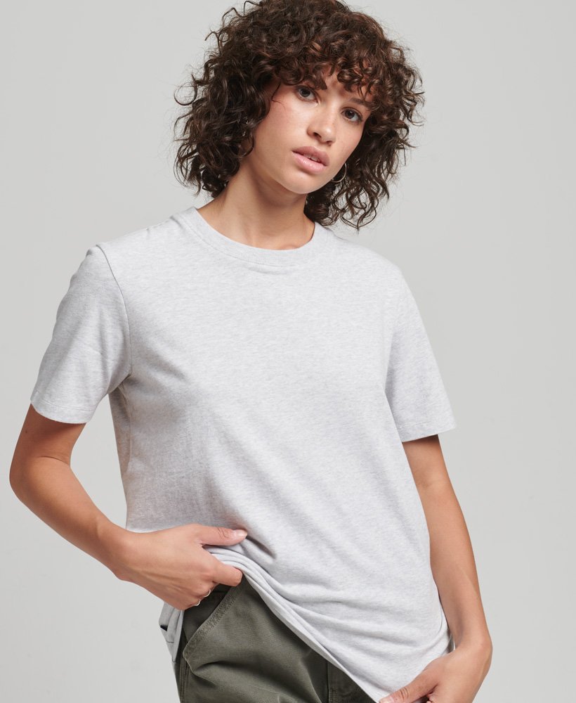 koszulka z bawełny organicznej w stylu vintage z haftowanym logo w kolorze glacier grey marl