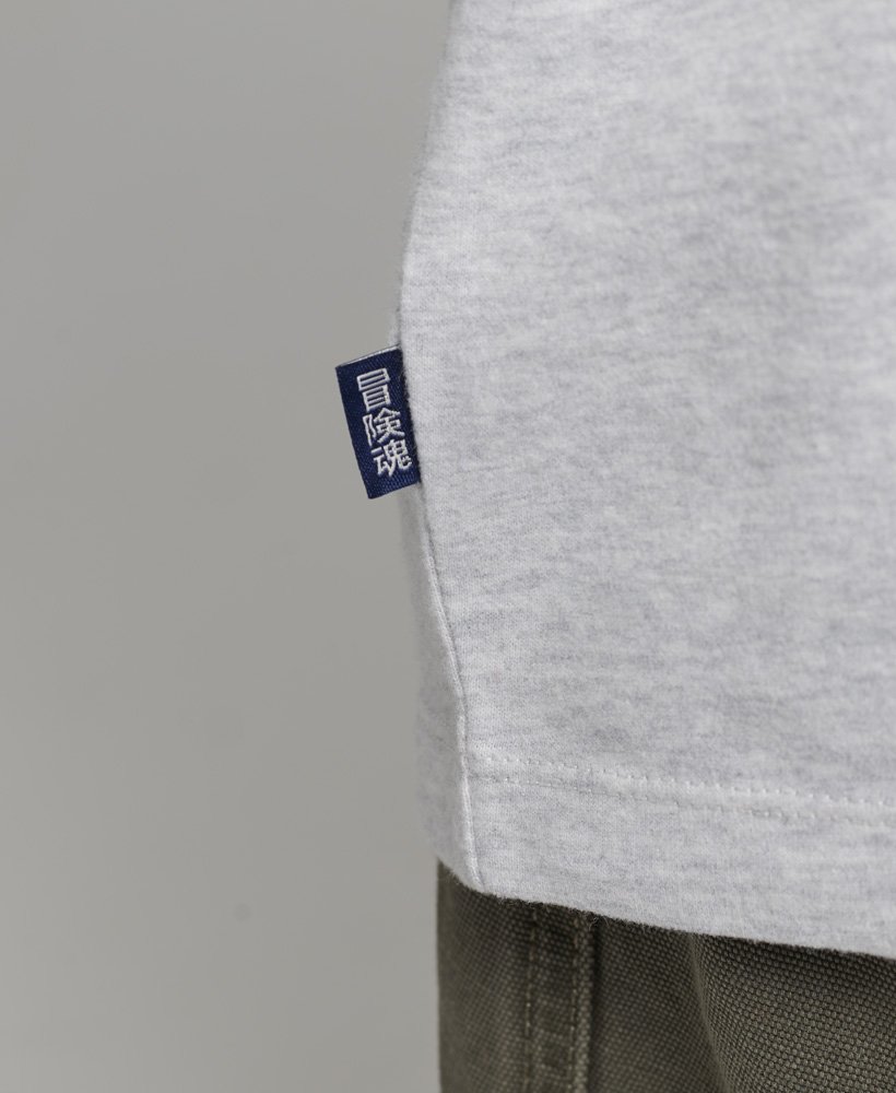 koszulka z bawełny organicznej w stylu vintage z haftowanym logo w kolorze glacier grey marl