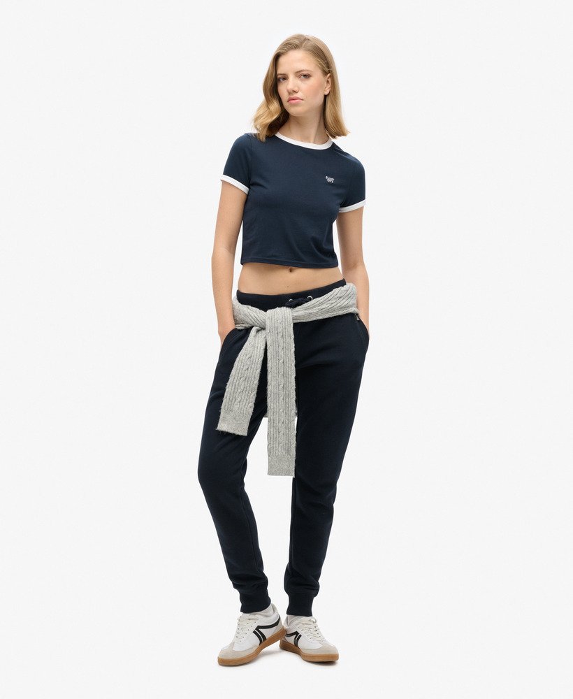 koszulka ringer crop z organicznej bawełny w kolorze eclipse navyoptic white
