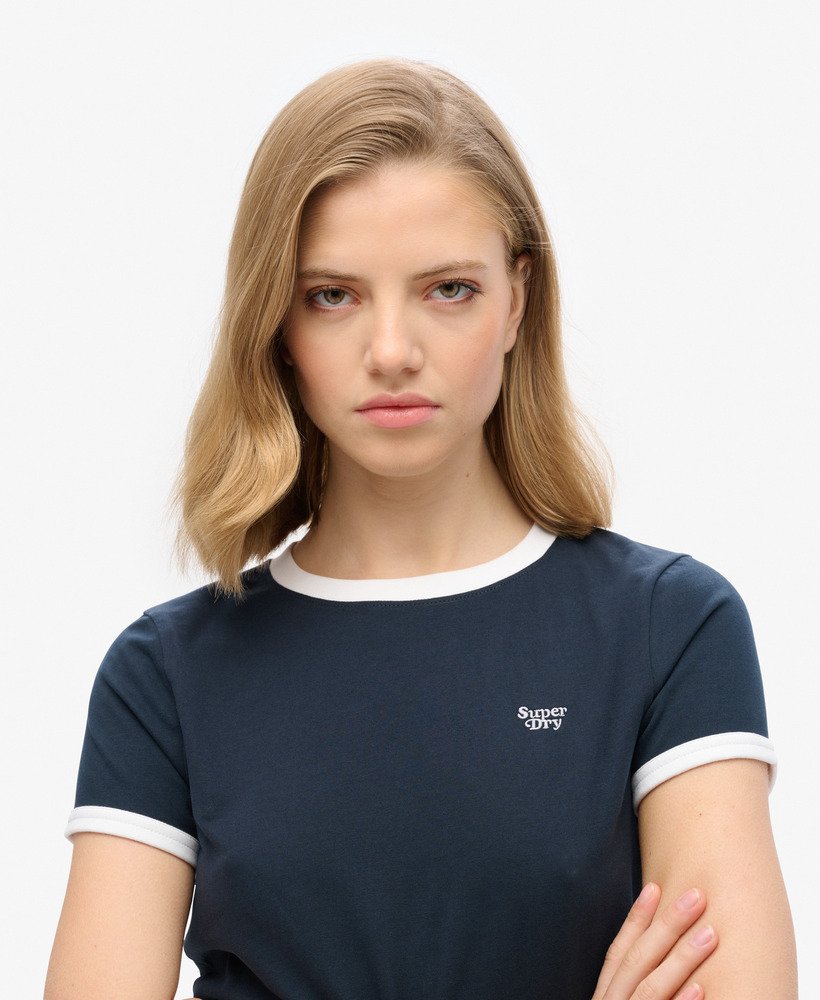 koszulka ringer crop z organicznej bawełny w kolorze eclipse navyoptic white