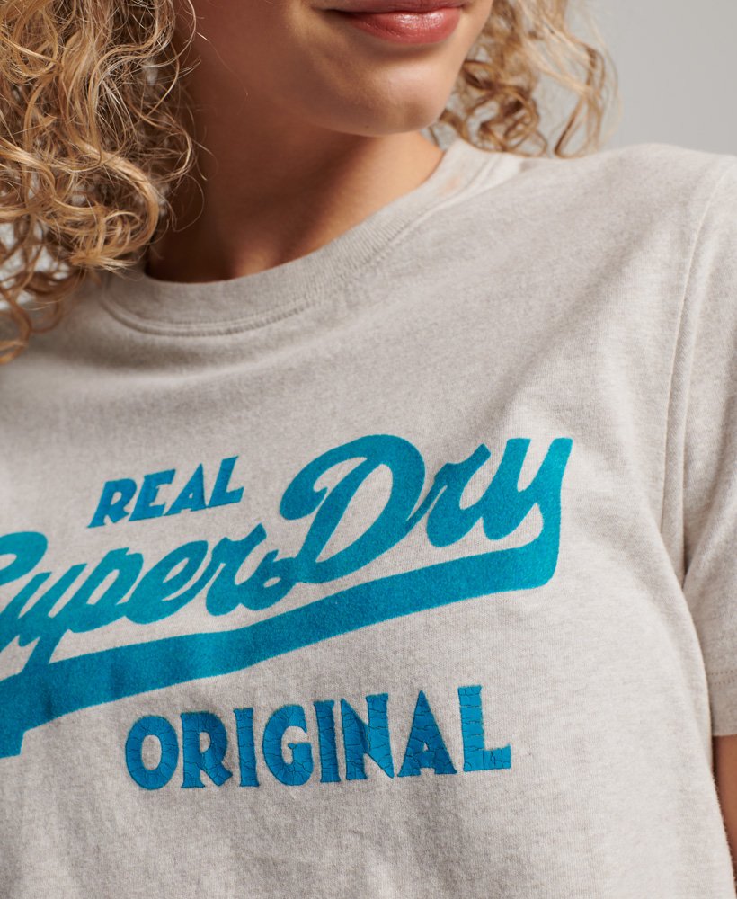t-shirt z organicznej bawełny z nadrukiem w stylu vintage z logo w kolorze oatmeal marl