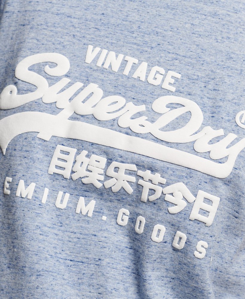 t-shirt z bawełny organicznej z nadrukiem w stylu vintage i logo w kolorze la soft blue marl