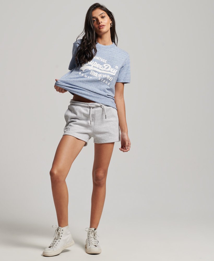 t-shirt z bawełny organicznej z nadrukiem w stylu vintage i logo w kolorze la soft blue marl