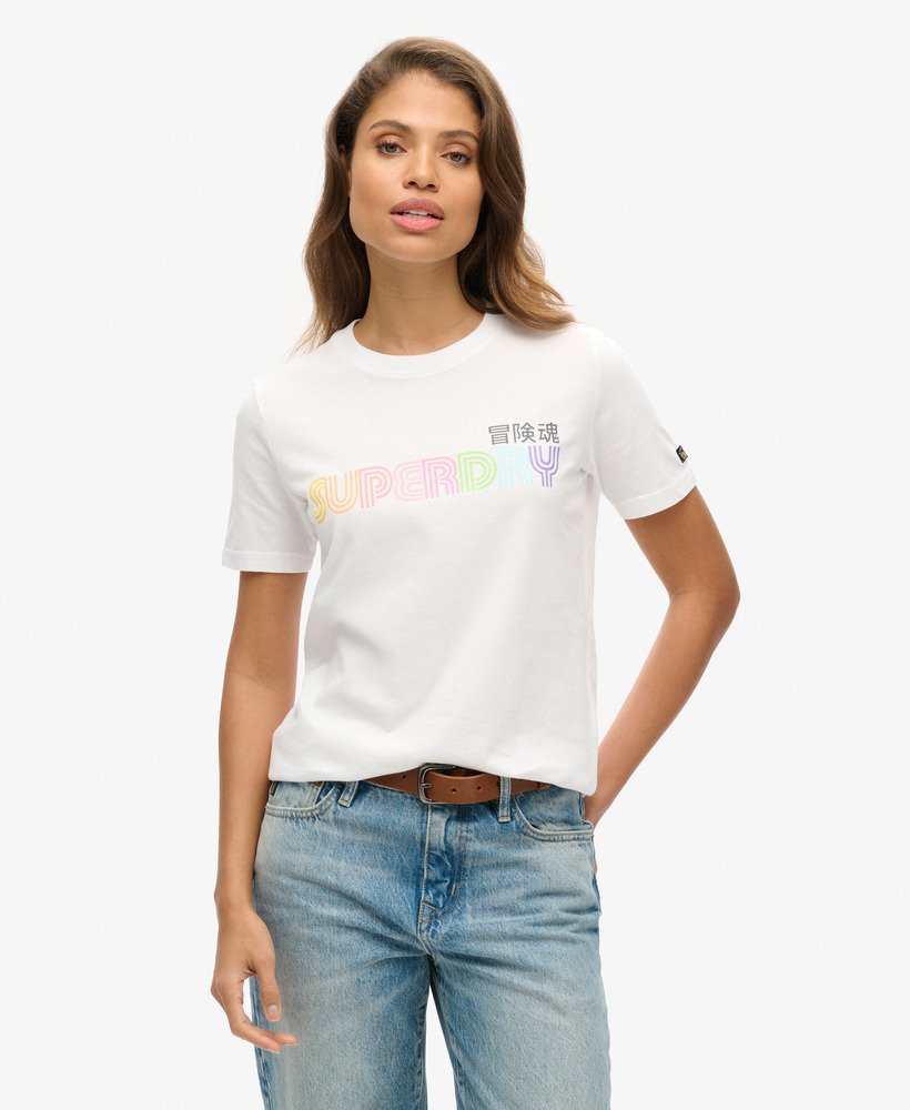 koszulka retro w stylu vintage z tęczą w kolorze optic