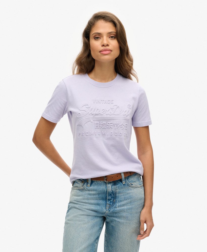 koszulka z wytłoczonym logo vintage w kolorze cosmic sky purple