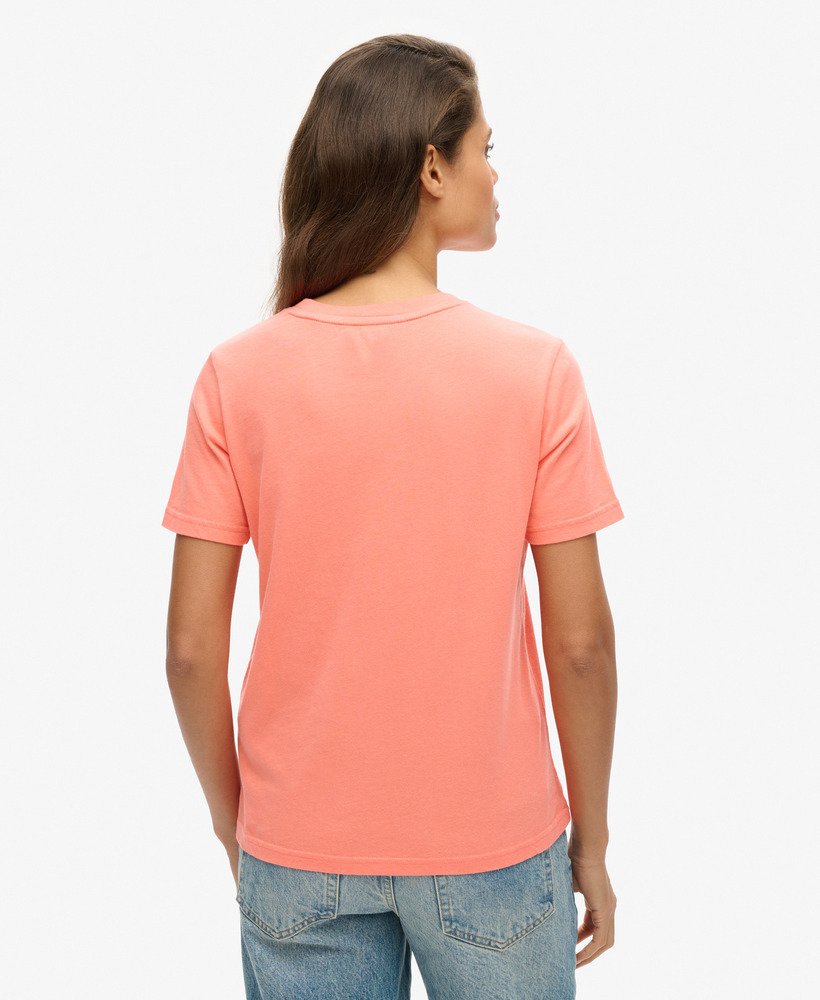 koszulka z wytłoczonym logo vintage w kolorze fusion coral