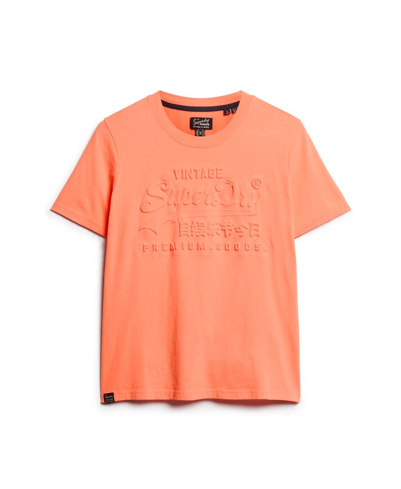 koszulka z wytłoczonym logo vintage w kolorze fusion coral